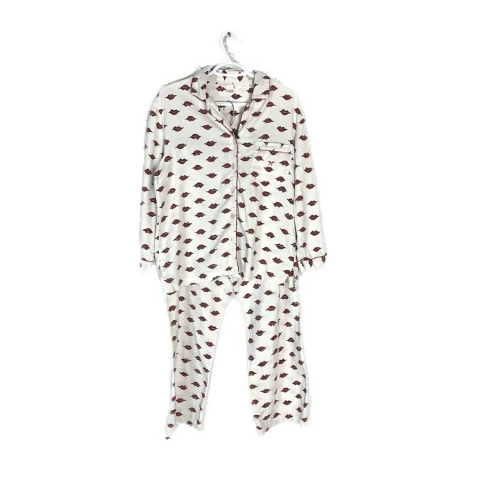 Victoria's Secret Women's Kisses Lips Pajama Set Cotton 2 pc